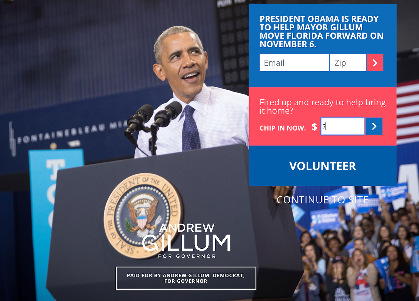 選舉點擊後登陸頁面 Andrew Gillum