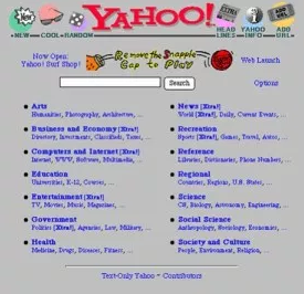 วิวัฒนาการของการโฆษณาเว็บไซต์ Yahoo 1995