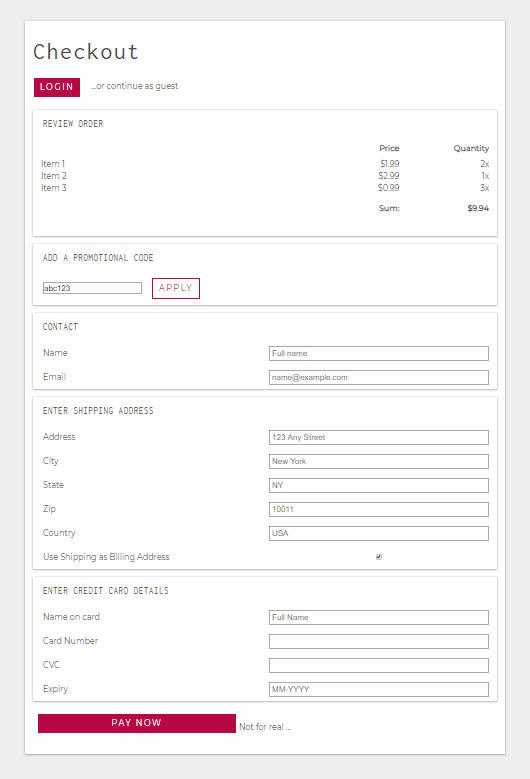 AMP 设计结帐页面