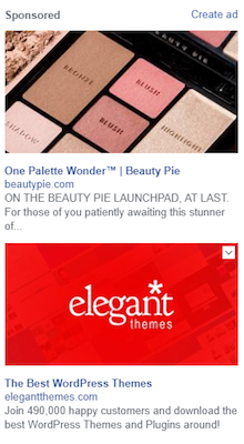 Facebookリンク広告の右の列