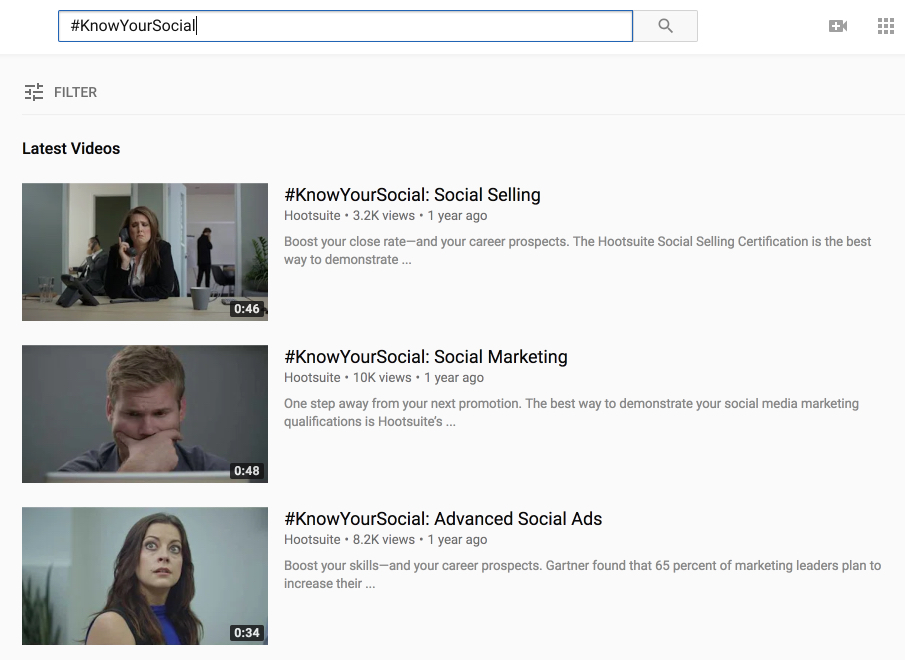 menggunakan hashtag di pencarian YouTube