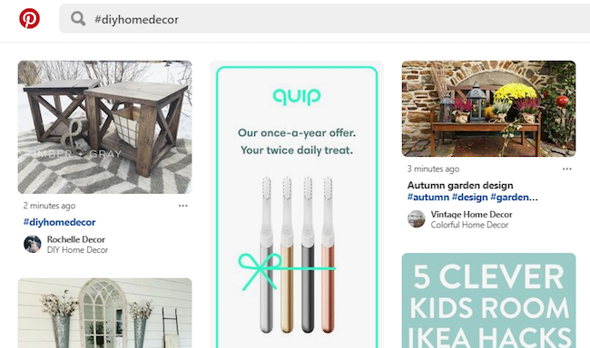 menggunakan tagar di umpan Pinterest