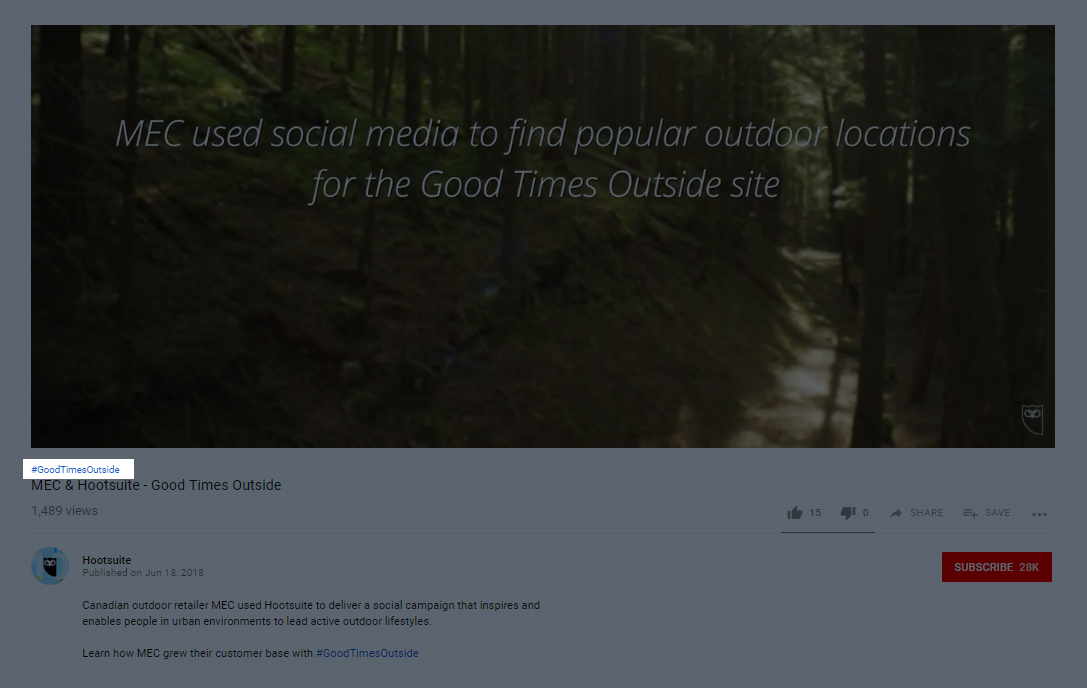 Deskripsi tagar YouTube