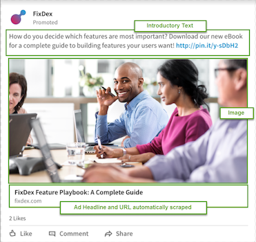 Iklan Dinamis LinkedIn membandingkan konten bersponsor