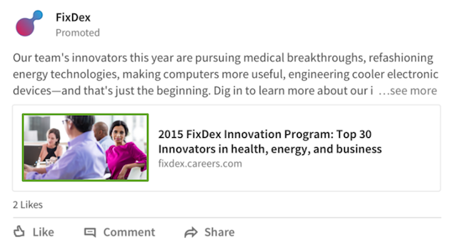 Iklan Dinamis LinkedIn membandingkan latar belakang konten bersponsor