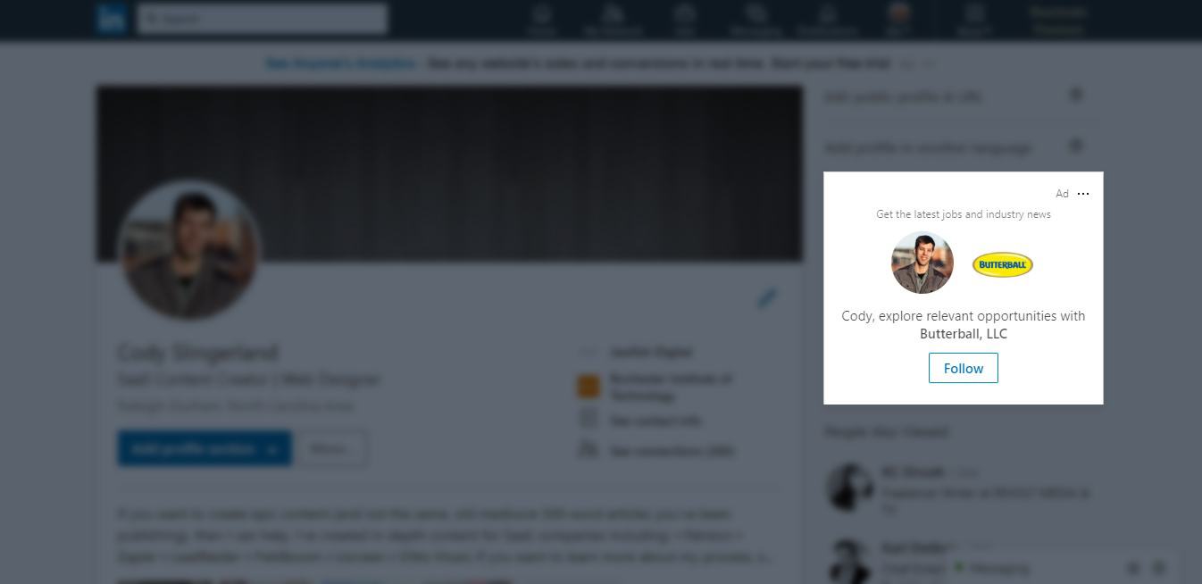 Desktop Iklan Dinamis LinkedIn
