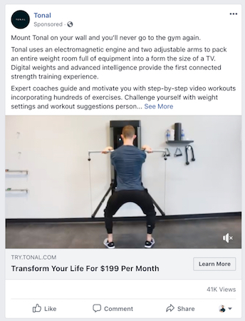 Anunț de Facebook Tonal Fitness