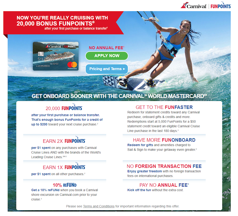 marketing pentru ospitalitate Carnival Mastercard