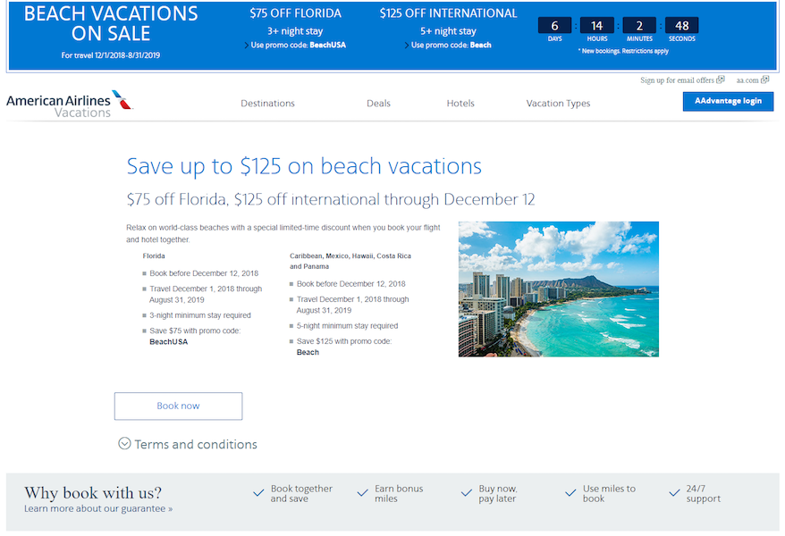 marketing pentru ospitalitate vacanțe American Airlines