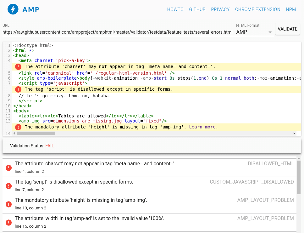 符合 AMP 標準的網絡界面