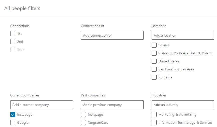 superando objeções filtros de pesquisa do LinkedIn
