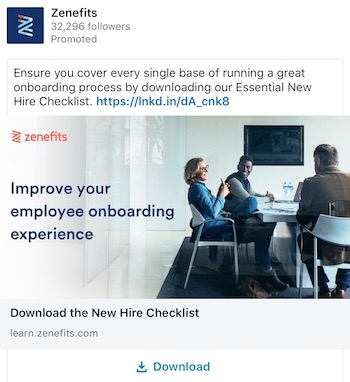 LinkedIn 广告与 Facebook 广告 Zenefits