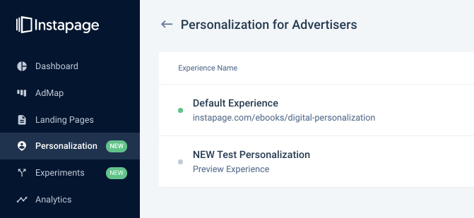 Список возможностей Instapage Personalization 2020