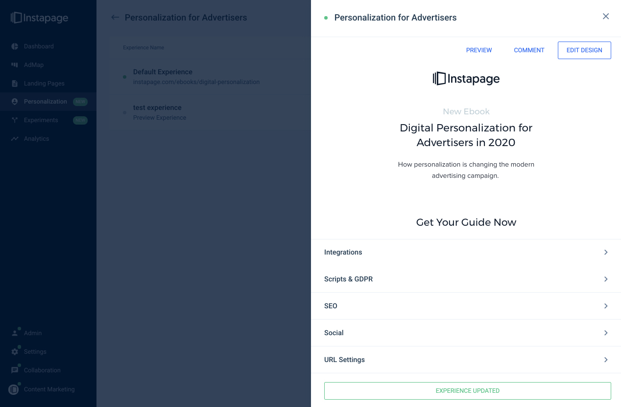 Персонализация Instapage 2020