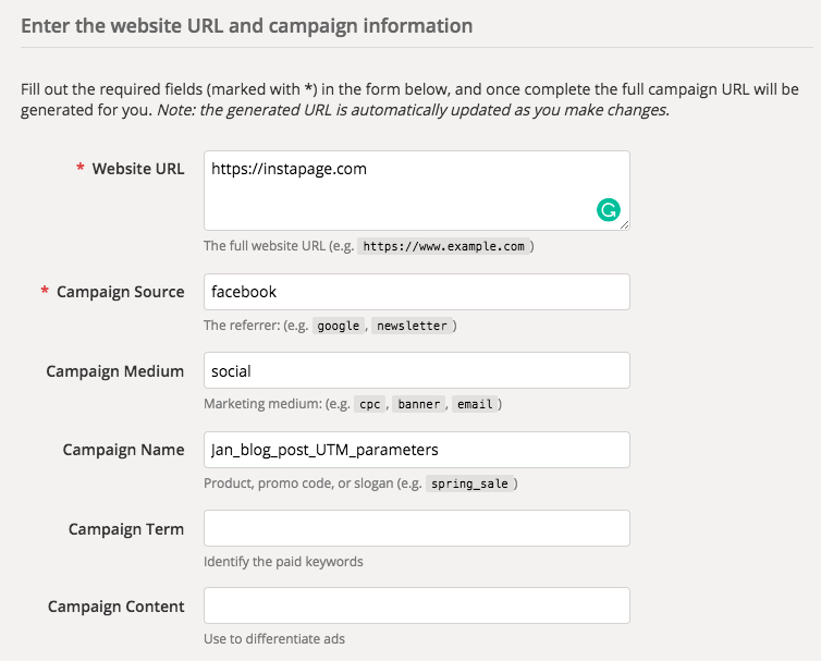 UTM 參數 Google 廣告系列構建器