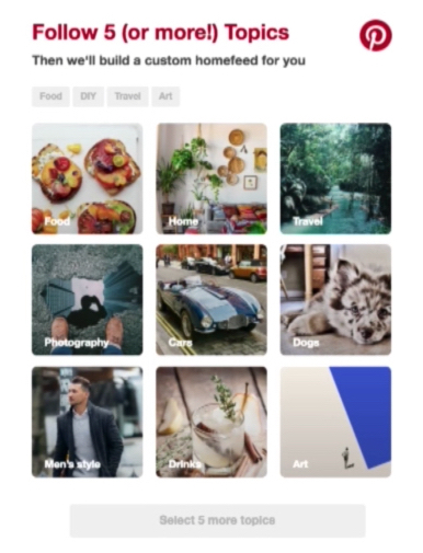 อีเมล Google AMP Pinterest ติดตามหัวข้อ