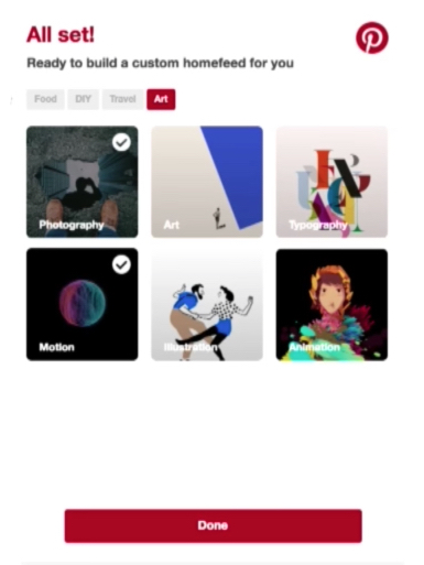 Google AMP สำหรับอีเมลชุดหัวข้อ Pinterest