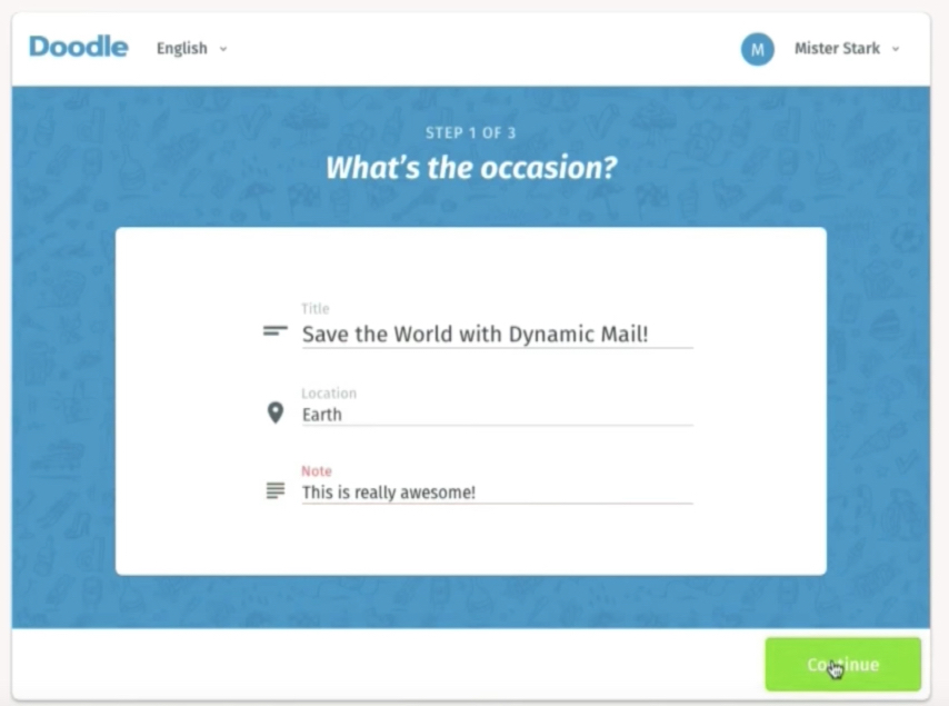AMP สำหรับอีเมล ตัวอย่าง Doodle