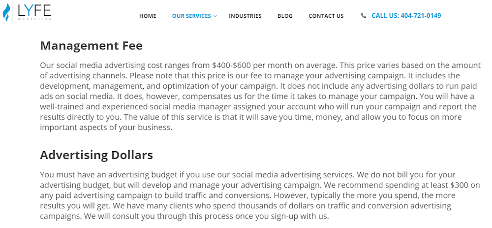 stimare il costo del progetto Spese di marketing di Lyfe