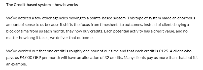 stima del progetto delle agenzie prezzi basati sul credito
