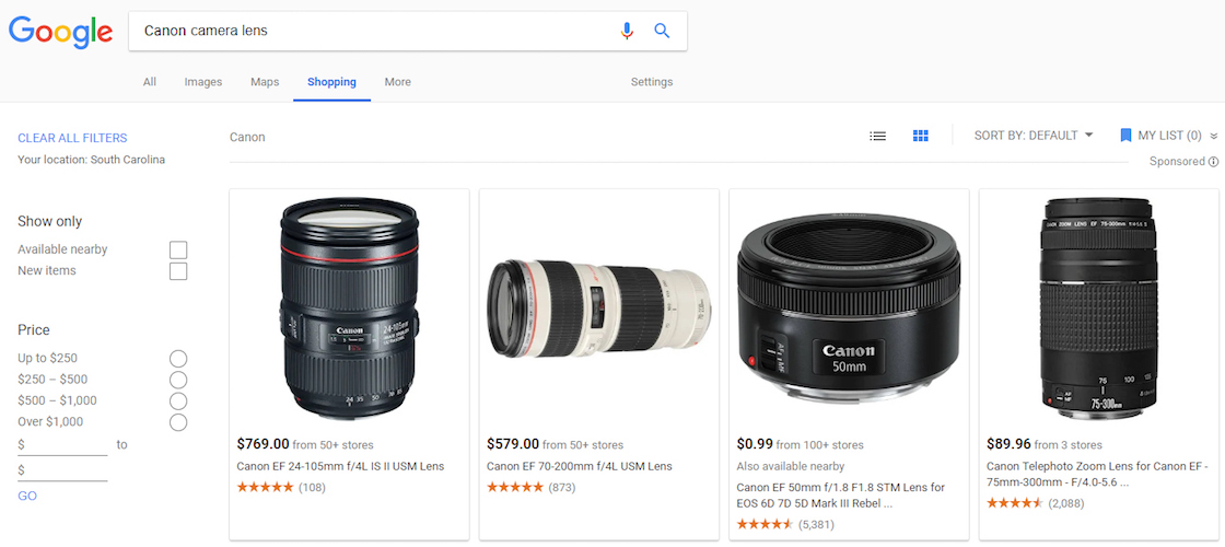 商品リスト広告ショッピングタブ