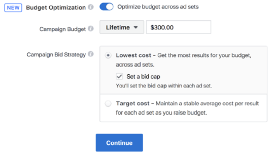 Cambio de presupuesto del conjunto de anuncios de Facebook