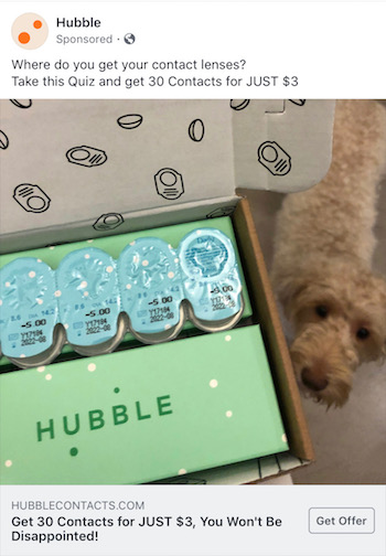 Exemple d'annonce d'offre Facebook Hubble