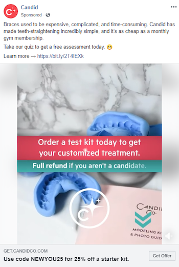 Exemple de remise publicitaire sur une offre Facebook