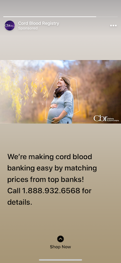 exemplu de conținut efemer pe Facebook