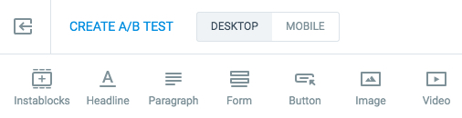 Панель инструментов Instapage A / B-тестирования