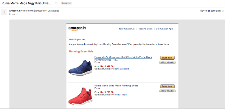 فرط التخصيص على سبيل المثال الأمازون