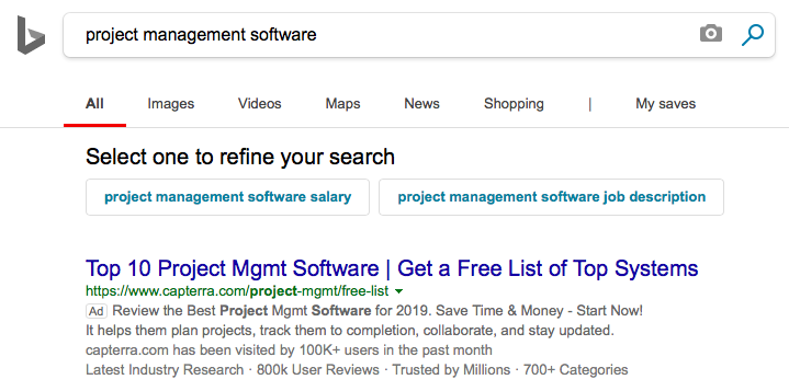 ตัวอย่างโฆษณา Bing Ads กับโฆษณาบน Facebook