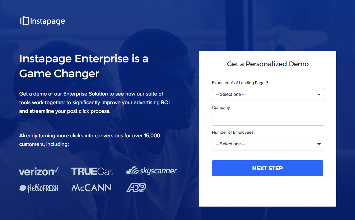 หน้า Landing Page สาธิตสำหรับองค์กร ขั้นตอนที่ 1