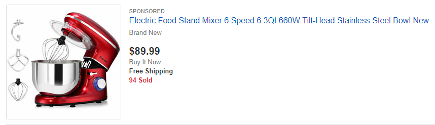 Przykład aukcji promowanych w serwisie eBay