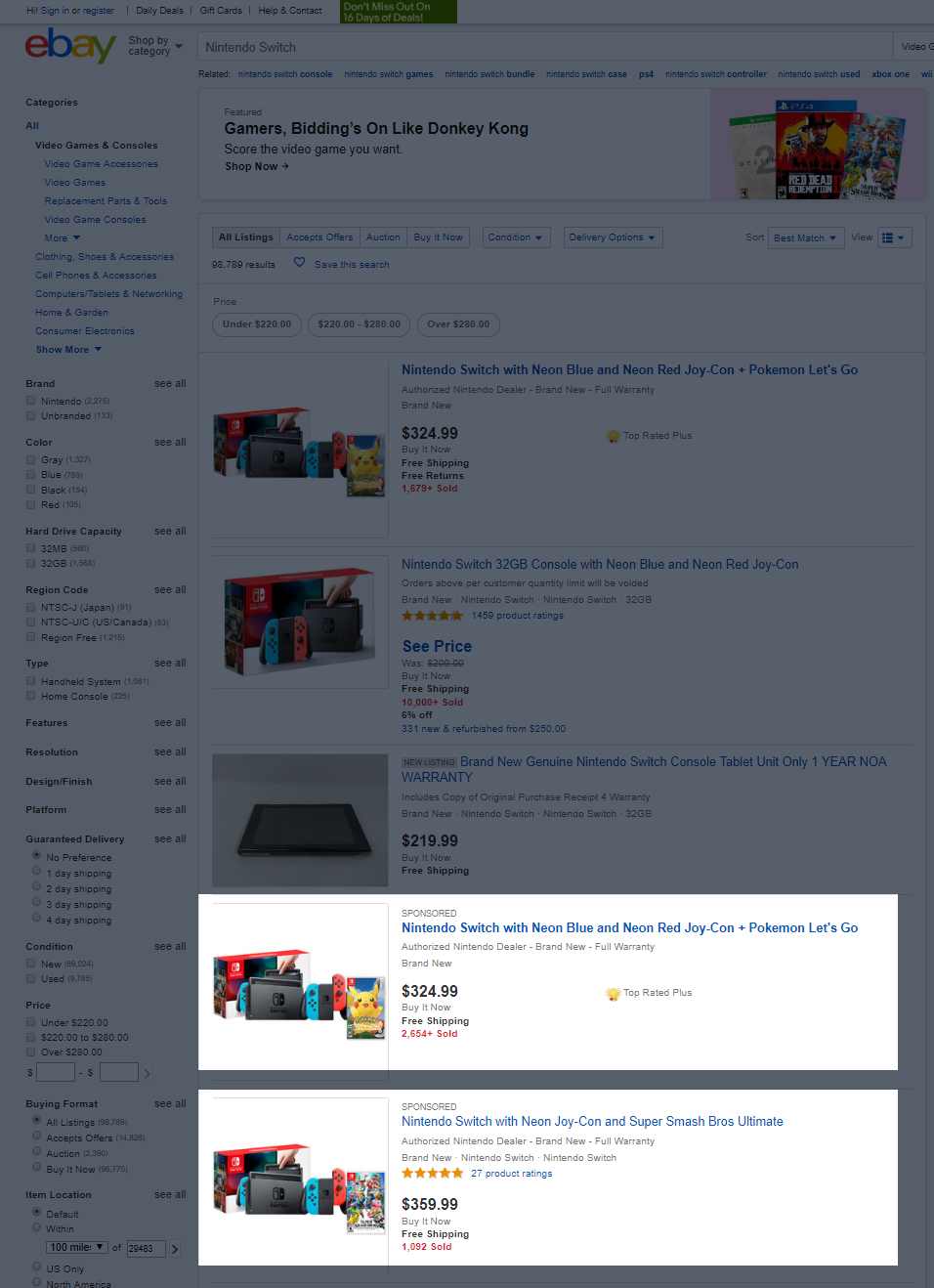 Lokalizacja promowanych aukcji w serwisie eBay