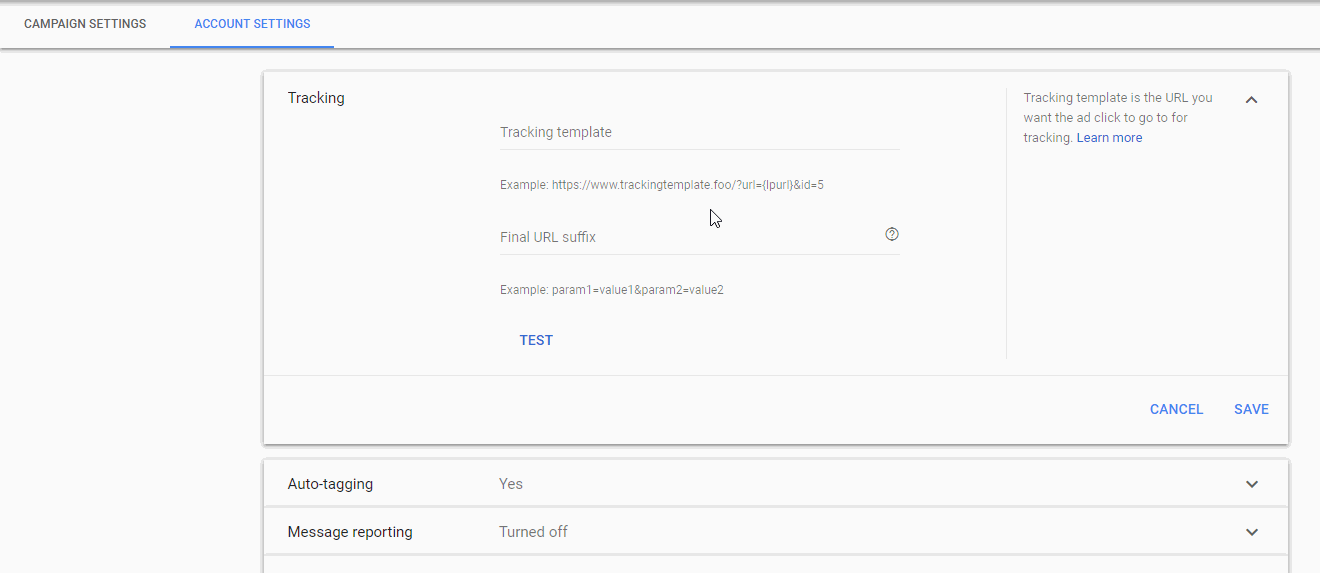câmpuri ascunse Urmărire URL Google