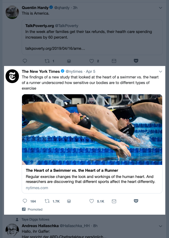 ejemplo de Twitter de publicidad nativa