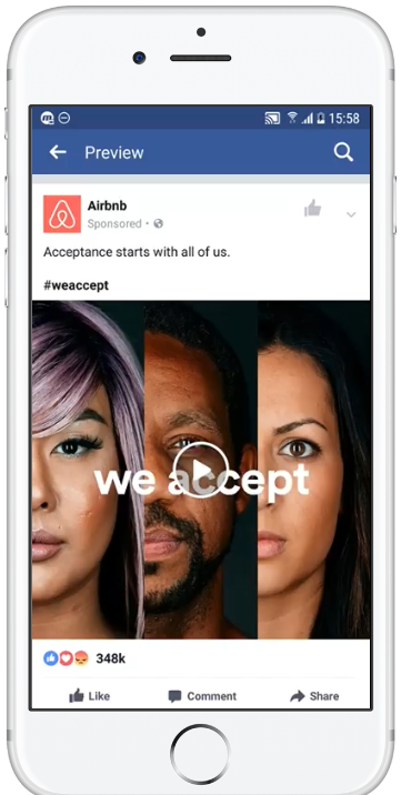 ตัวอย่างวิดีโอแนวตั้งโฆษณาการมีส่วนร่วมบน Facebook
