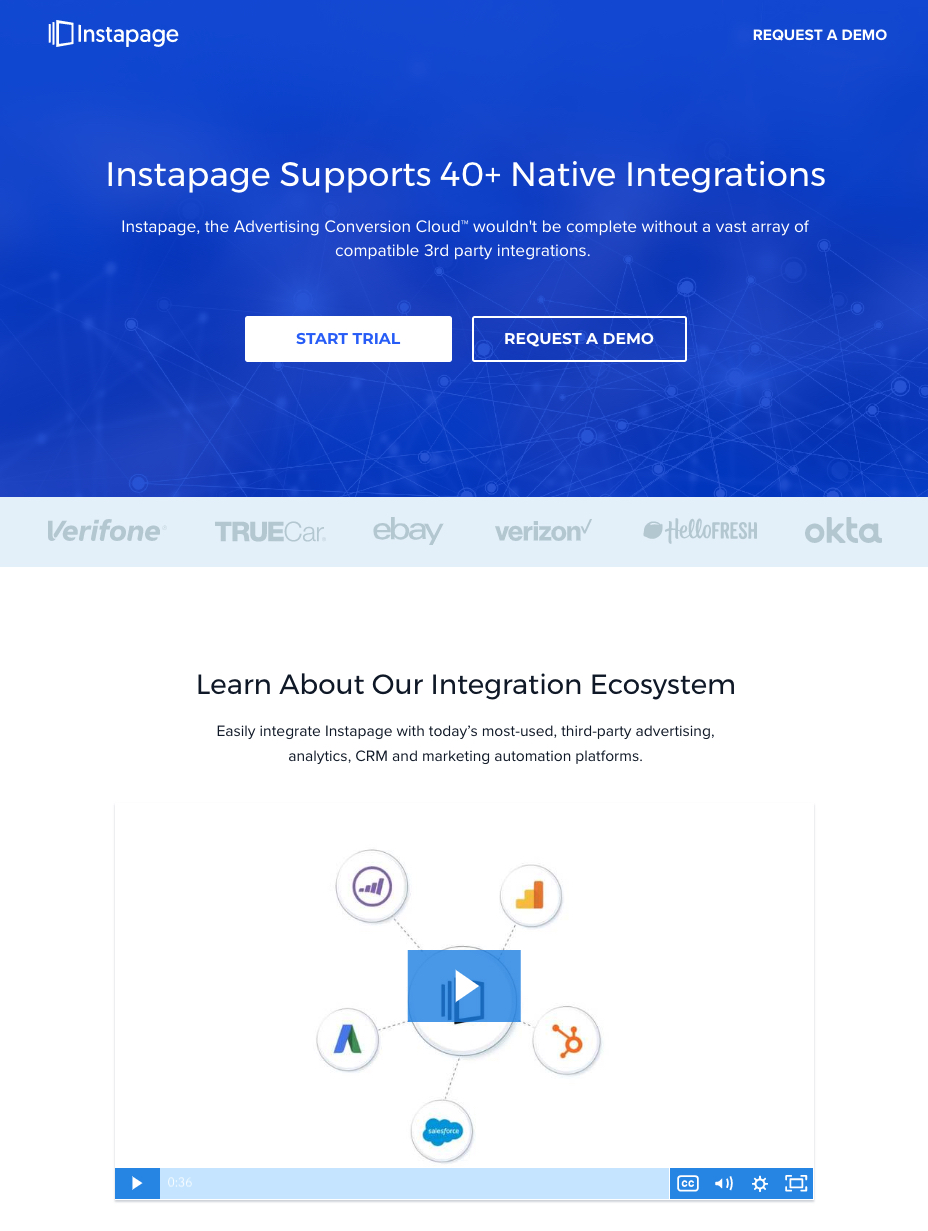 cómo la página de integraciones de Instapage
