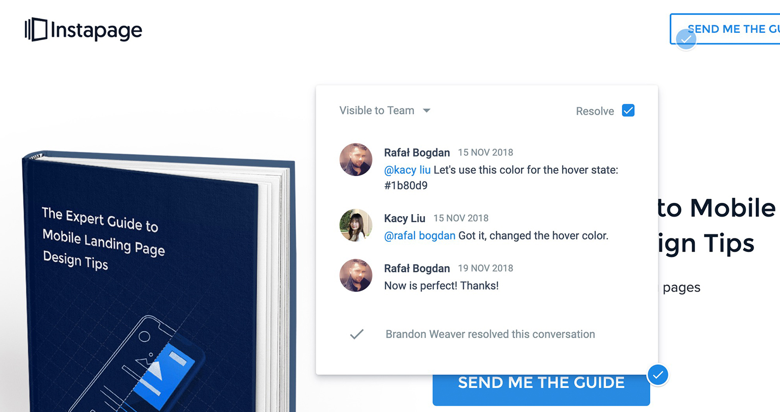 หน่วยงานและระบบอัตโนมัติ Instapage Collaboration