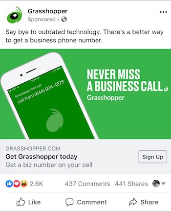 Grasshopper-Beispiel für eine Facebook-E-Commerce-Anzeige