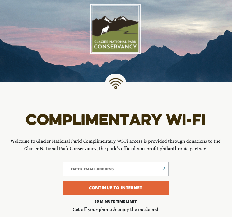 Beispiel für eine Big Tree-Marketing-Landingpage im Glacier-Nationalpark