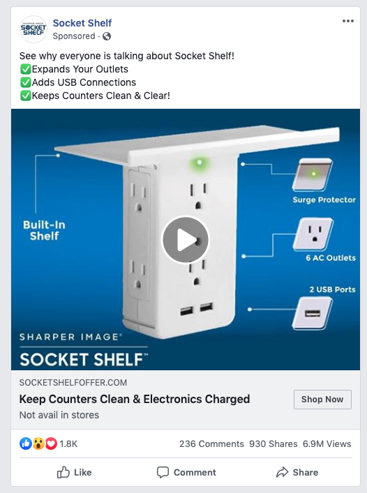 scaffale per pubblicità visiva esempio Facebook