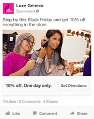 Exemplu de redactare Facebook Local Awareness Ads