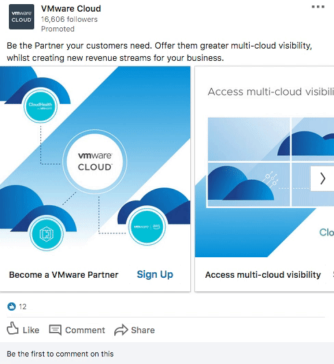 Formulaire VMware de publicité carrousel LinkedIn