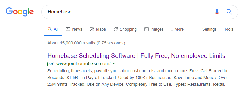 홈베이스 구글 검색 광고