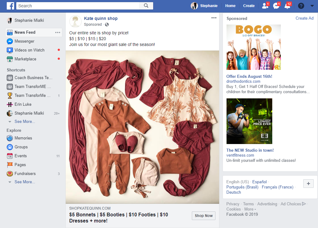 примеры релевантной рекламы Facebook