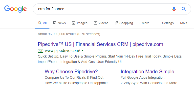 esempio di settore della segmentazione firmografica