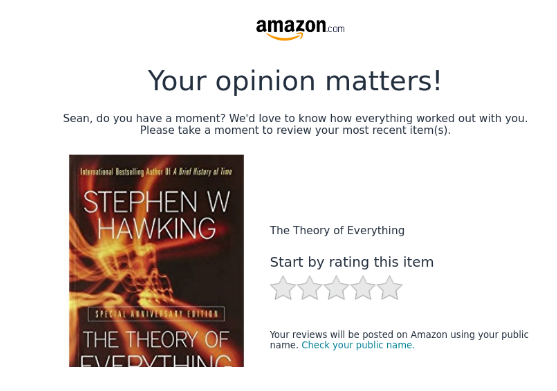 personnalisation e-mail achat Amazon