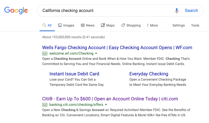 씨티은행 유료 검색 광고 당좌예금 랜딩페이지